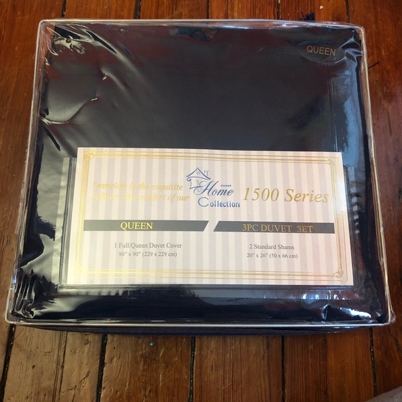 NEW Navy Blue Full/Queen Duvet Cover Set with 2 Standard Pillow Shams - Picture 1 of 2